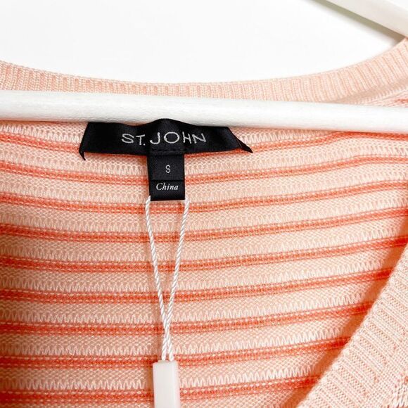 ST. JOHN Degrade Stripe Knit V-Neck Sweater - Picture 4 of 9